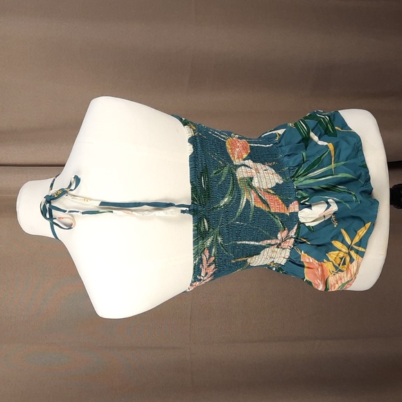 Patrons of Peace green tropical stretchy summer halter top, size small - Picture 5 of 7